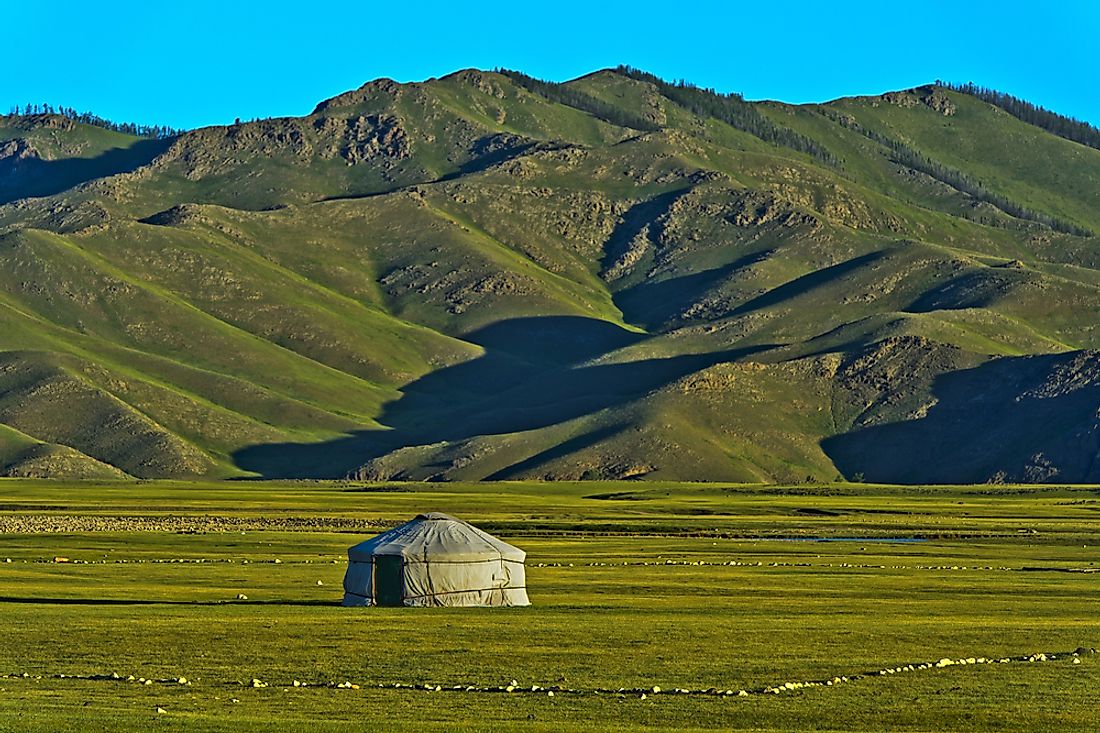 Mongolia has the lowest population density of any country in the world. 