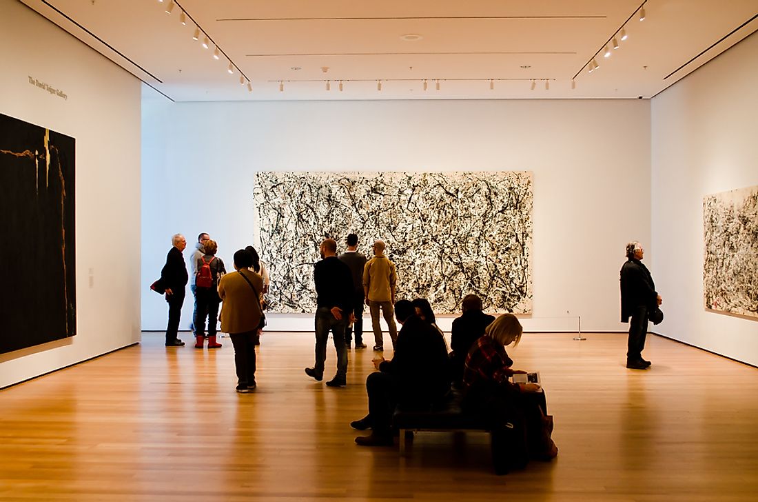 Showing of Jackson Pollack artwork at New York's Museum of Modern Art.  Editorial credit: dmitro2009 / Shutterstock.com