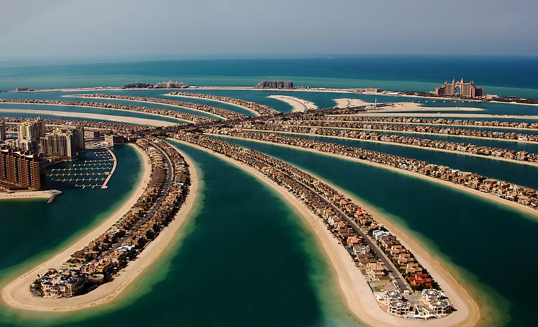 Palm Jumeirah in Dubai, one of the largest artificial islands in the world.