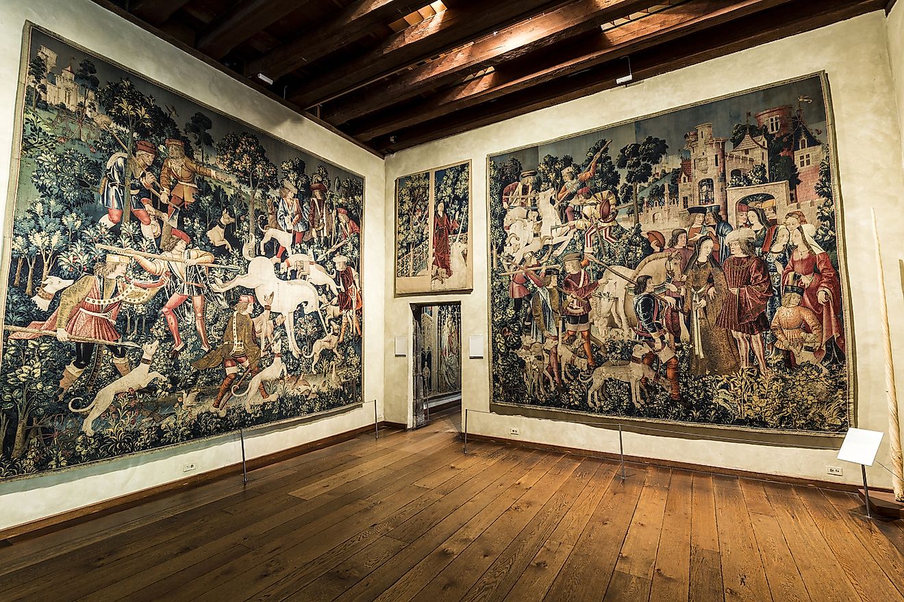 Famous unicorn tapestries in the Cloisters museum in New York, USA. Image credit: Travelview/Shutterstock.com