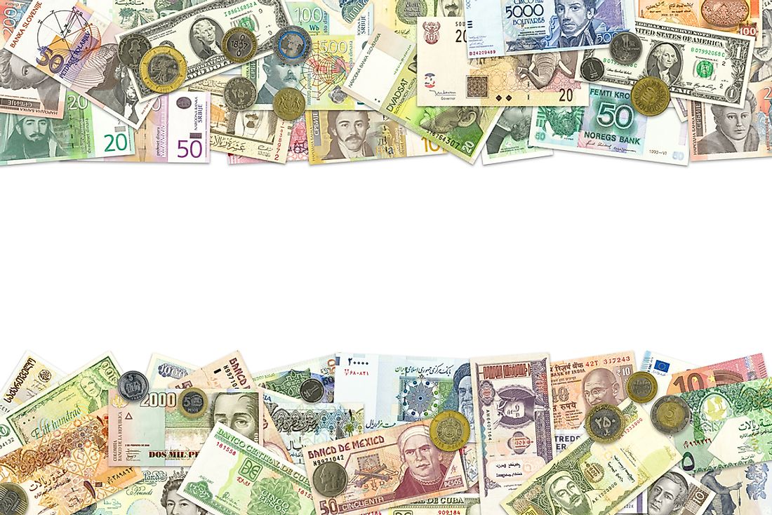 Various world currencies. 