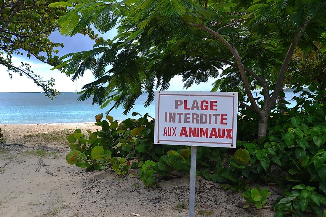 A French sign on a beach in Martinique. 