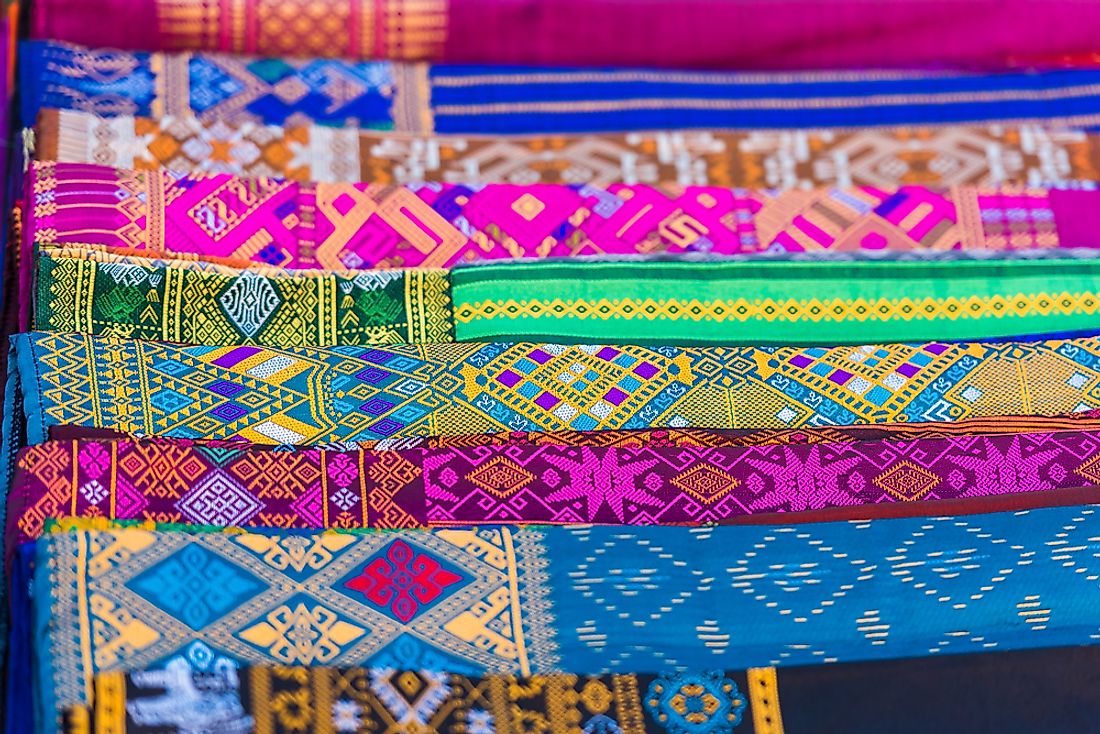 Textiles for sale in Laos. 