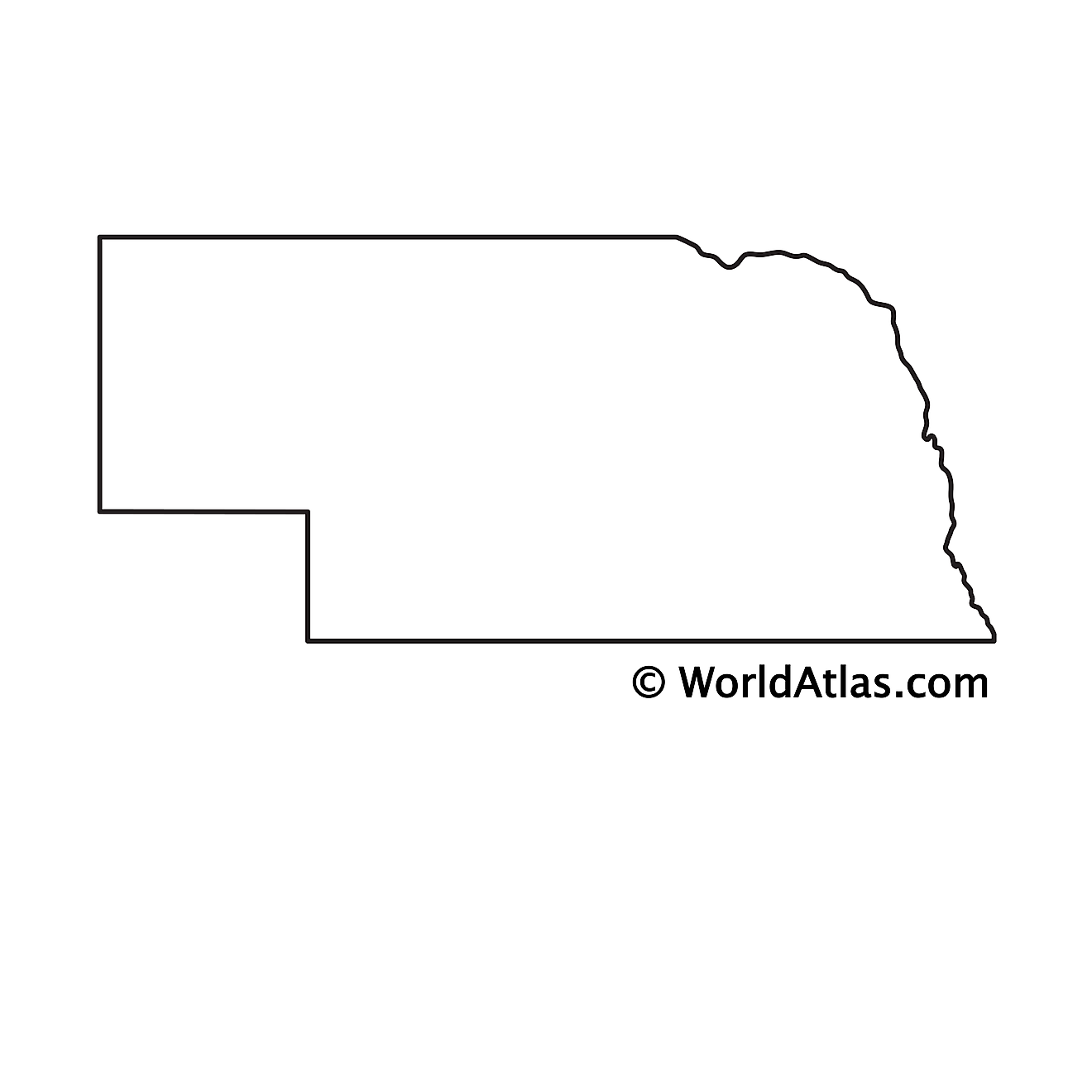Blank Outline Map of Nebraska