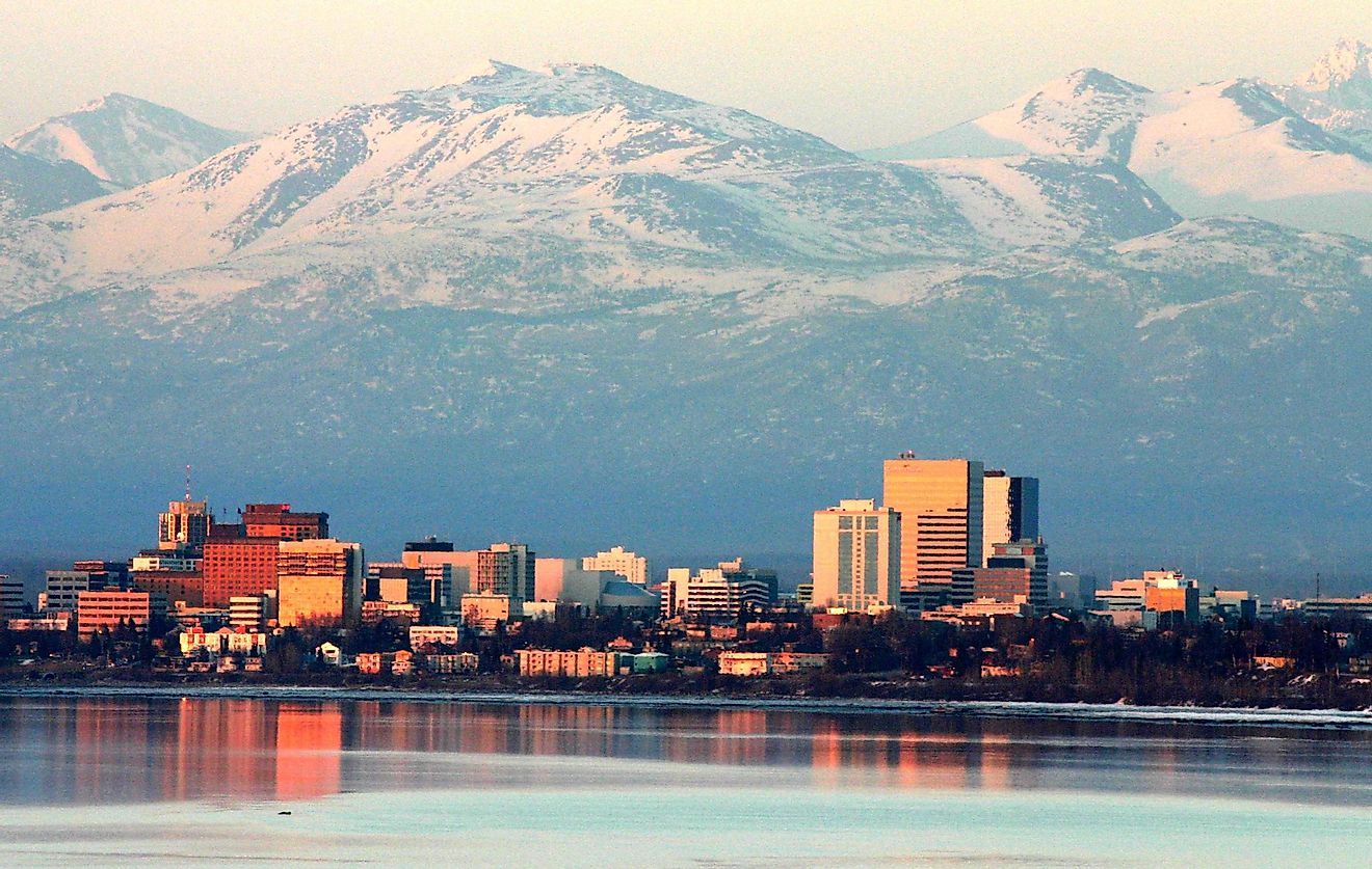 Anchorage in Alaska hosts almost half of the population of Alaska, the least densely populated US State.