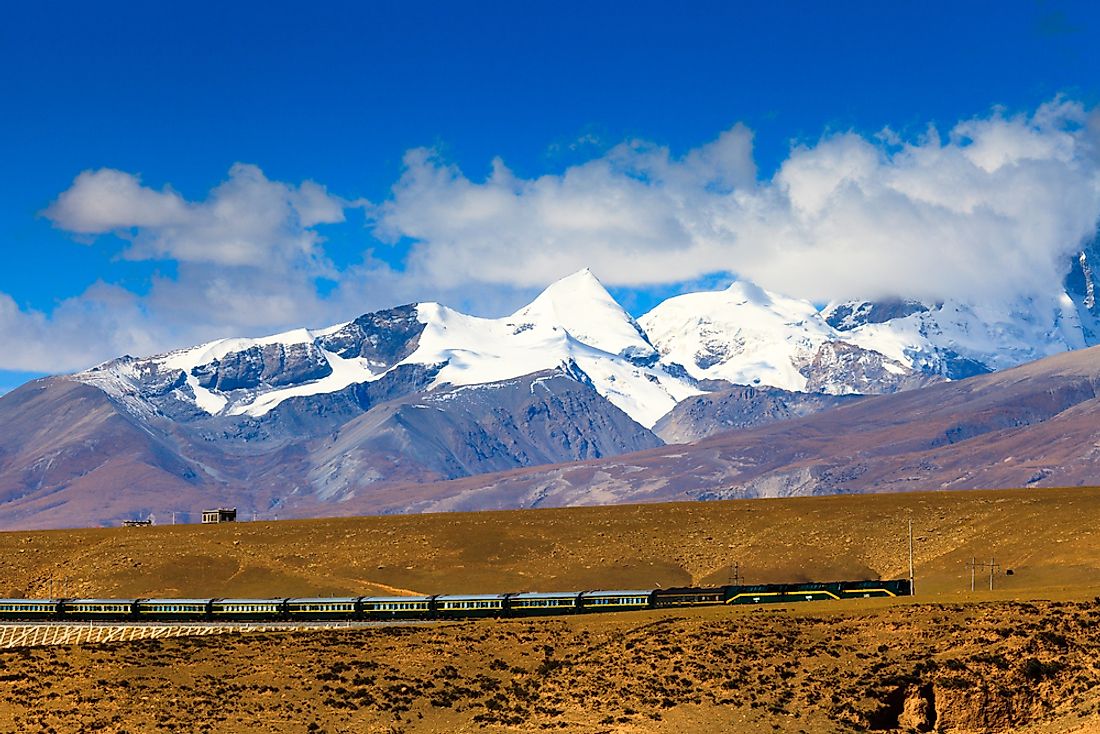 The Nyenchen Tanglha Mountains in Tibet.