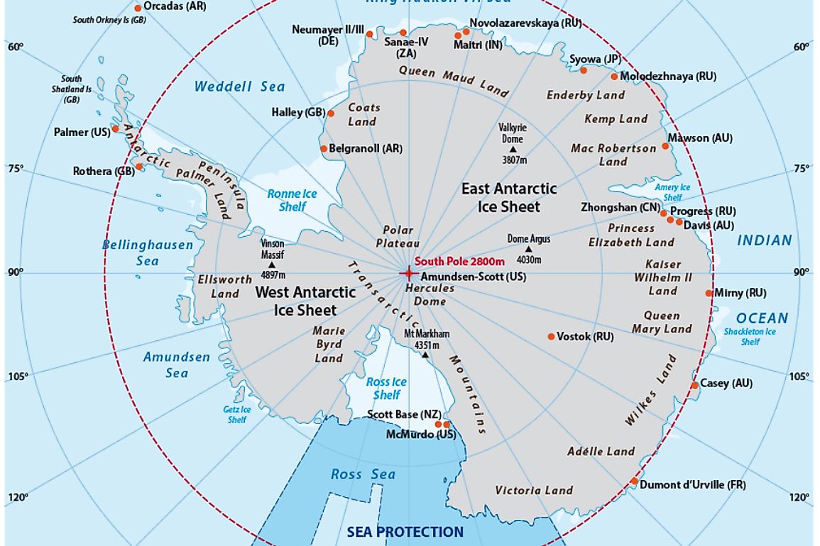 A map of Antarctica. 