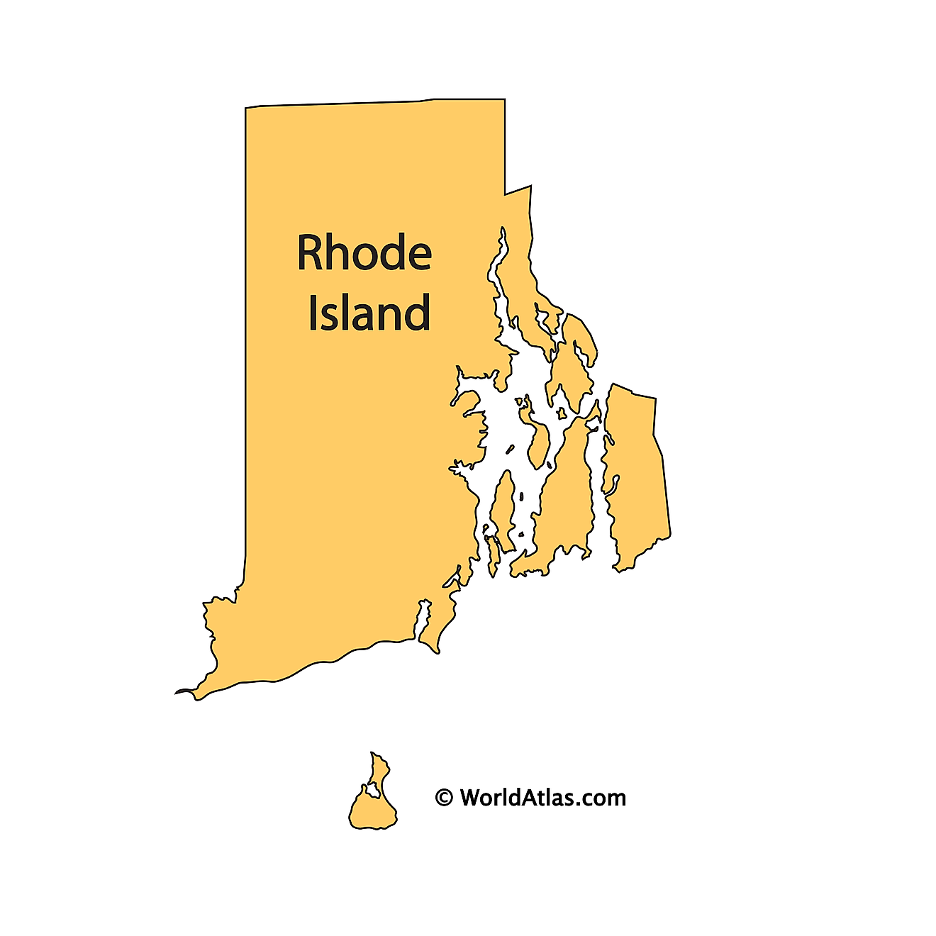 Outline Map of Rhode Island