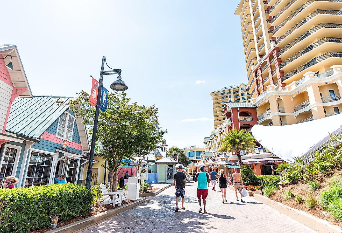 Pirate's Alley on Harbor Boardwalk during sunny day in Destin, Florida. Image credit Kristi Blokhin via Shutterstock