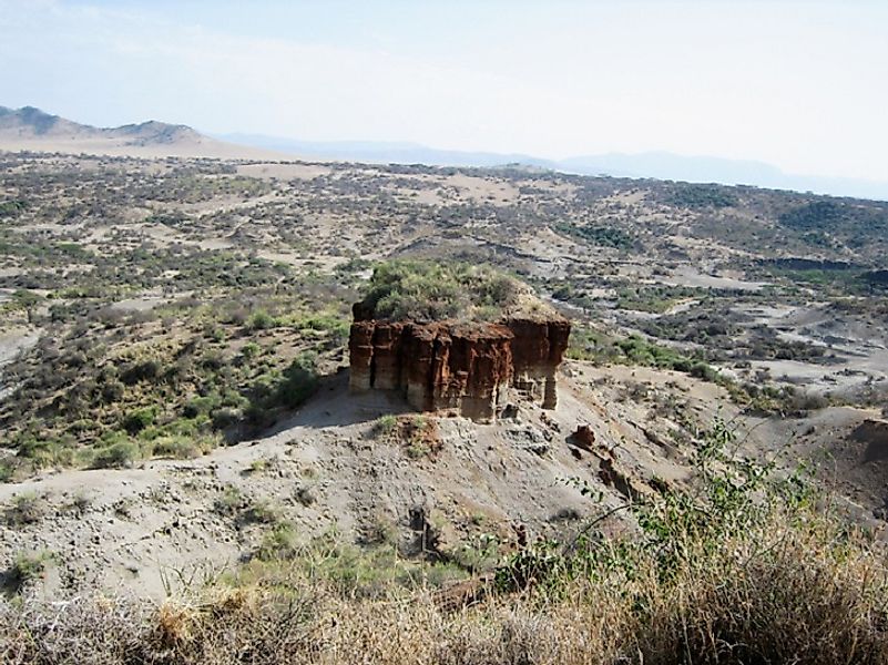 Tanzania's Olduvai Gorge as seen from above.