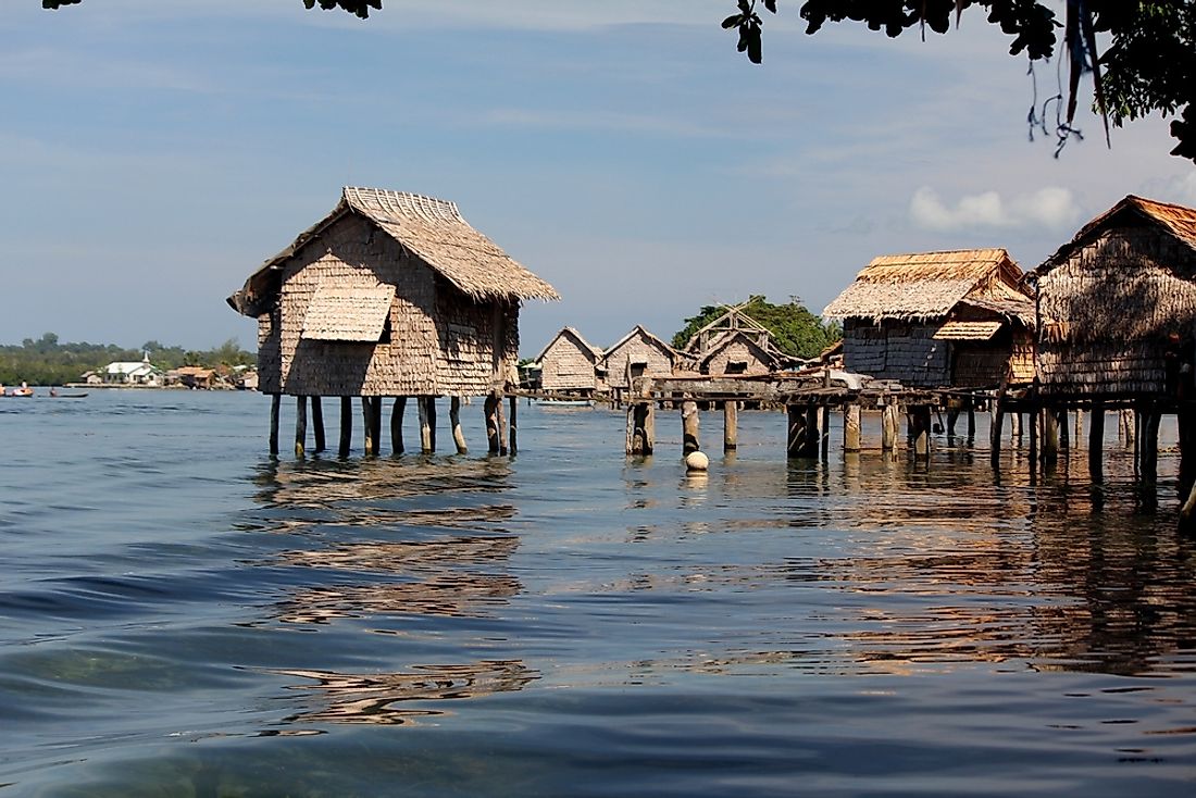 Houses on stilts in the Solomon Islands. 
