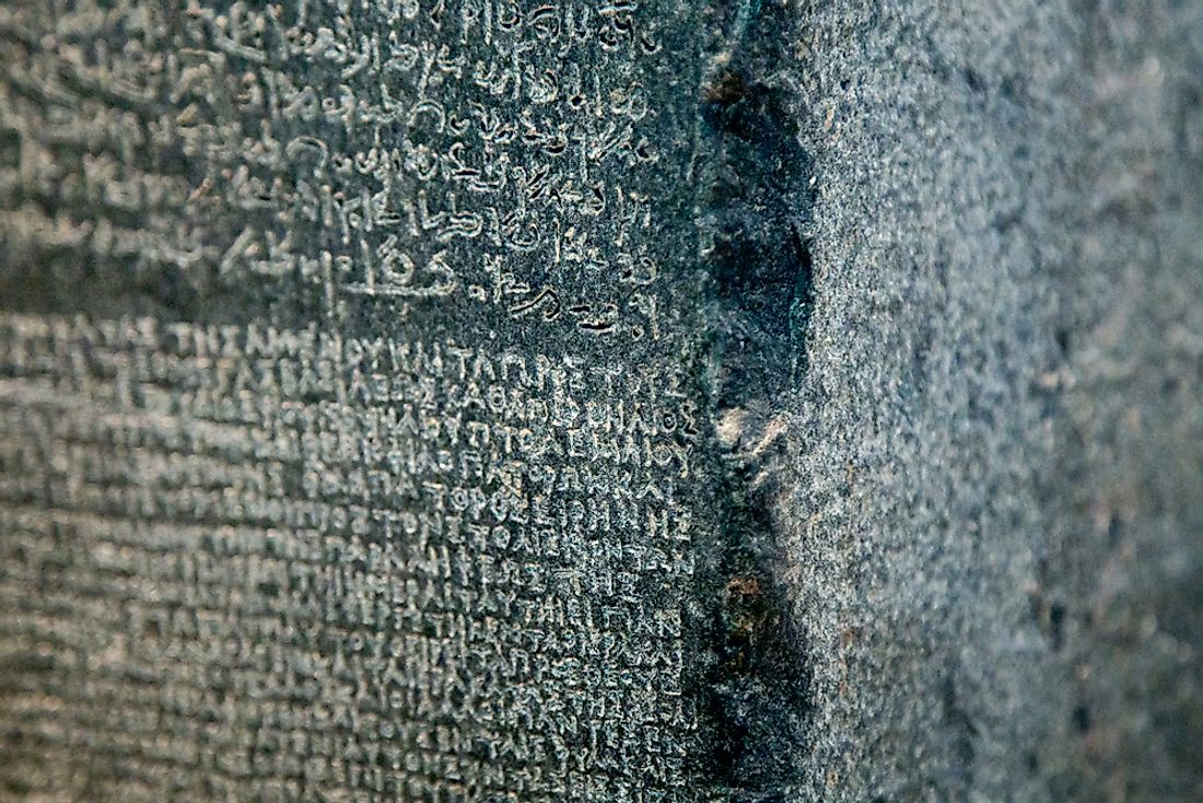 Editorial credit: Natalya Okorokova / Shutterstock.com. The famous Rosetta Stone, for which the Rosetta Stone series of learning is named for. 