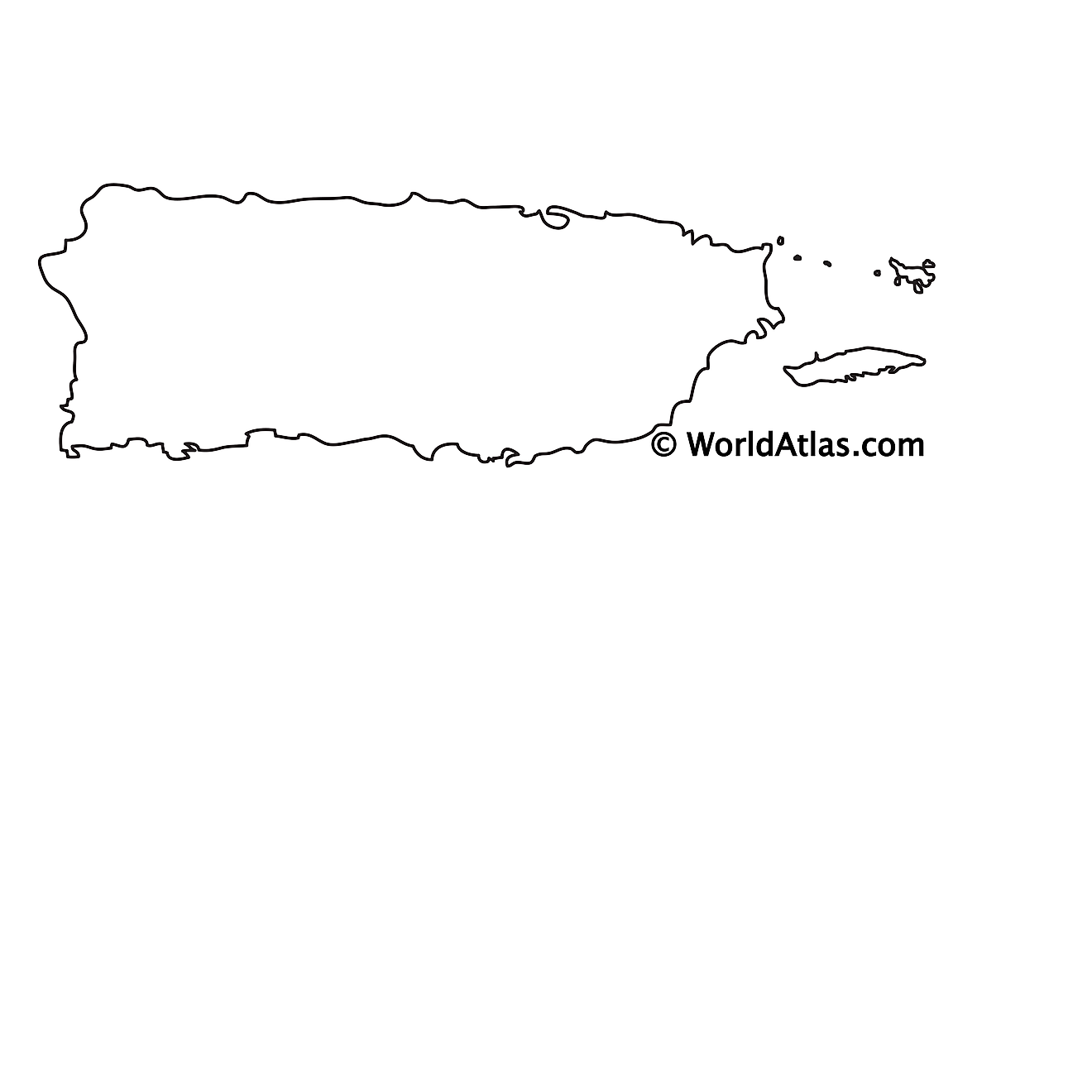 Blank outline map of Puerto Rico