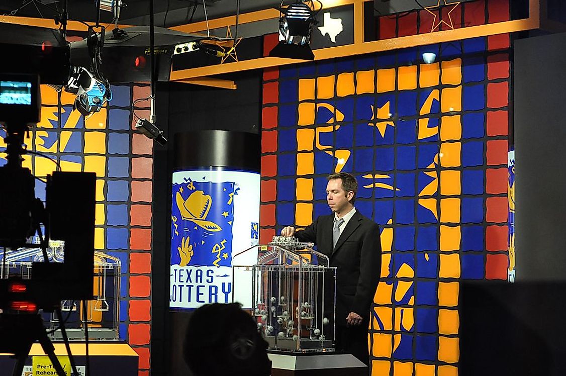 A drawing for the Texas Lottery, being conducted at the lottery's television studio in Austin.