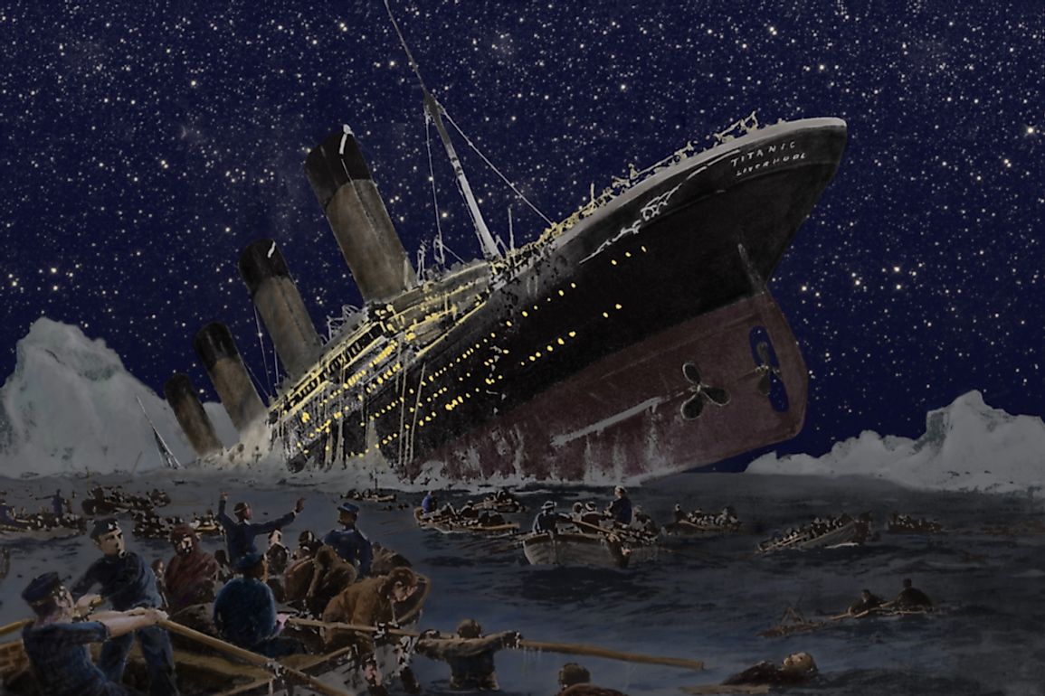 The Titanic sank in the early morning of April 15, 1912, in the Northern Atlantic Ocean. 