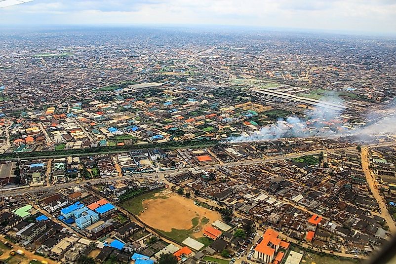 Aerial view of the sprawling metropolis of Lagos.
