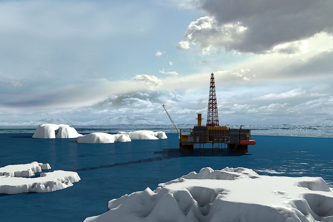 Oil platform in the Arctic Ocean. Image credit: vitstudio/Shutterstock.com