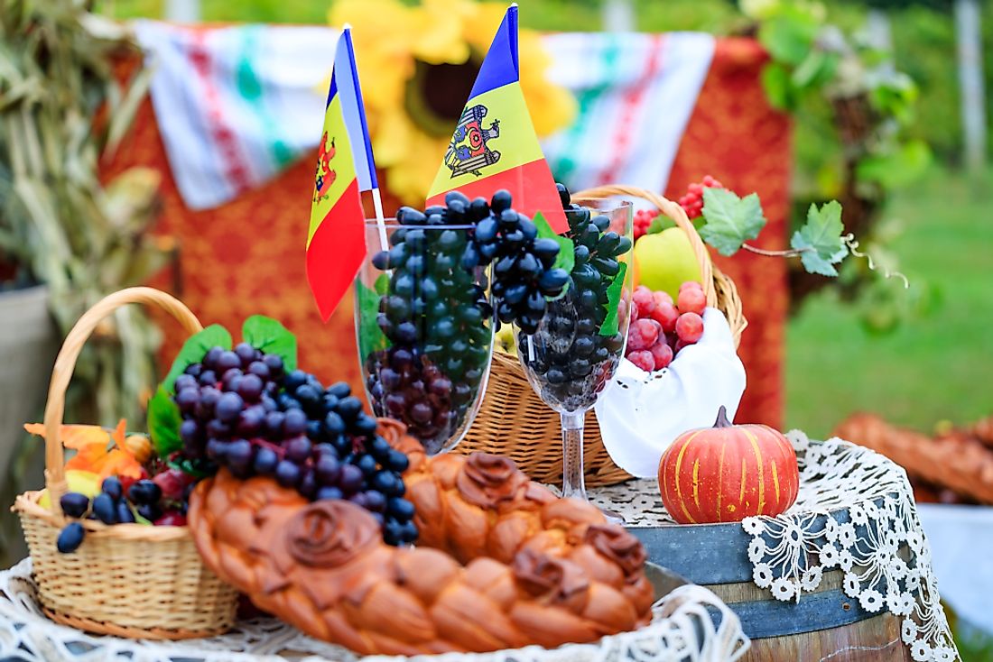Local Moldovan wine is a popular beverage in the country.