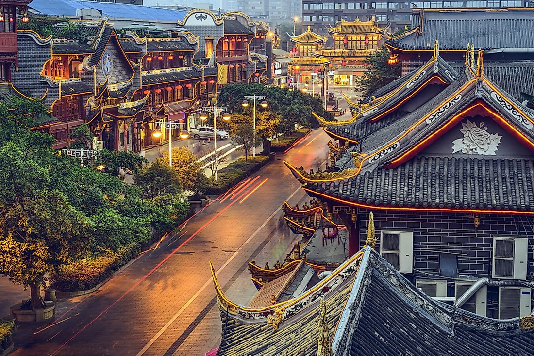 The Old Town of Chengdu at night. 