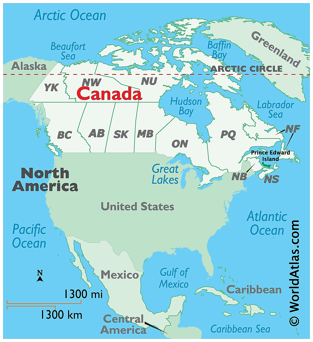 Map showing location of Prince Edward Island in the world.