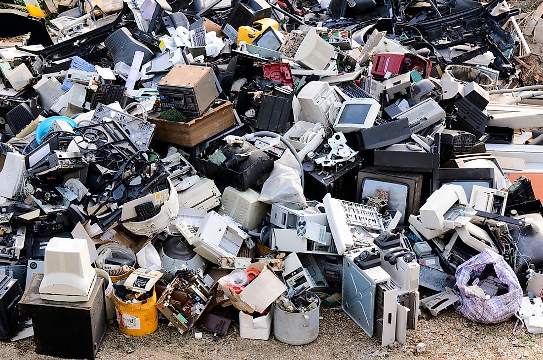 Electronic waste waiting to be recycled. 