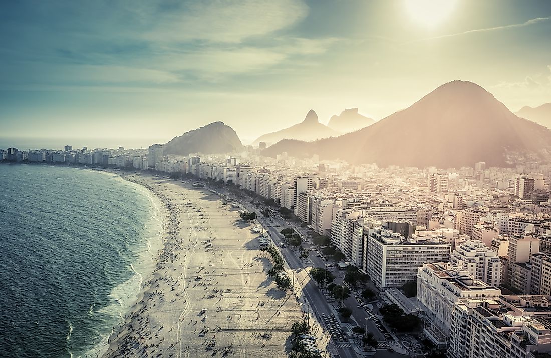 The Brazilian coast is known for its beaches, such as the famous Copacabana Beach in Rio de Janeiro, Brazil.