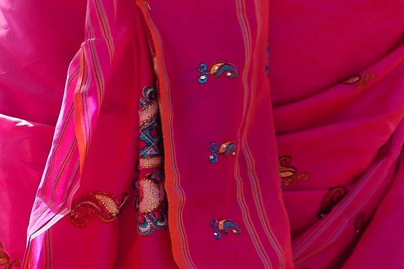 A Sari robe produced in Mauritius. Almost 1 in every 3 dollars of value added to the island nation's economy from manufacturing come from textiles.
