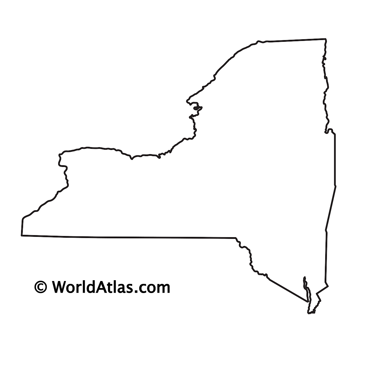 Blank Outline Map of New York