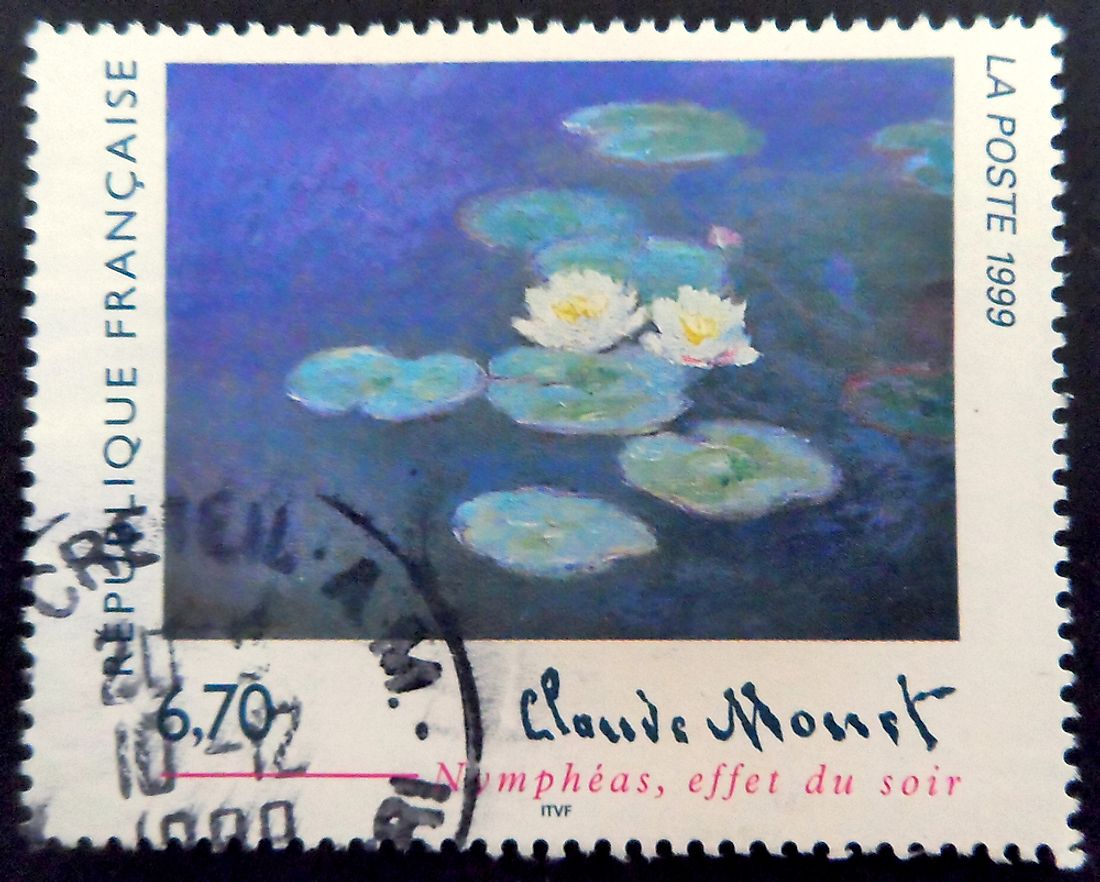 A French postage stamp dedicated to the Water Lilies by Claude Monet. 
