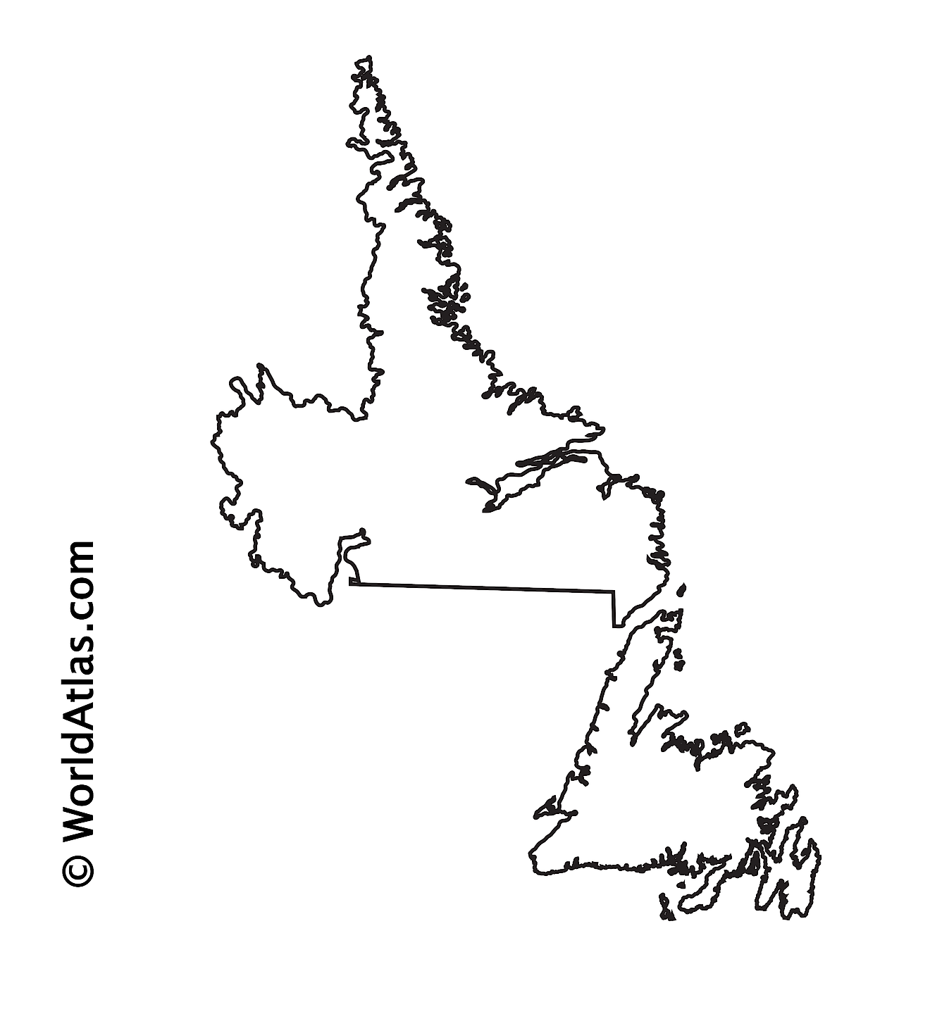 Blank Outline Map of Newfoundland and Labrador