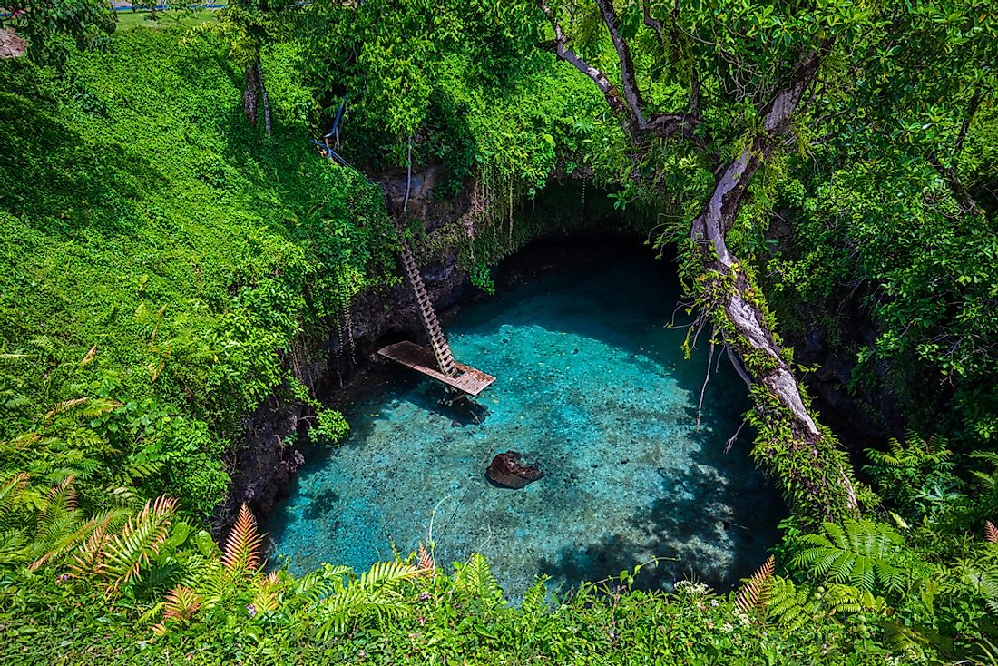 The Sua Ocean trench, a famous swimming hole in Samoa. 