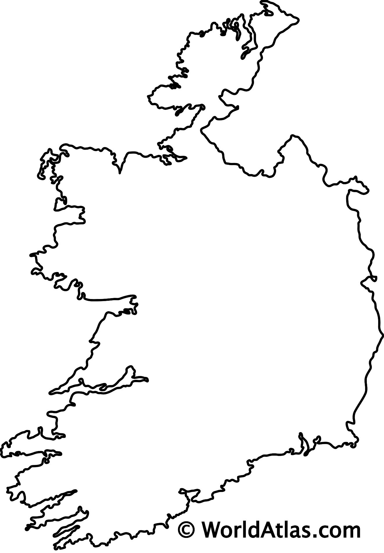 Blank Outline Map of Ireland