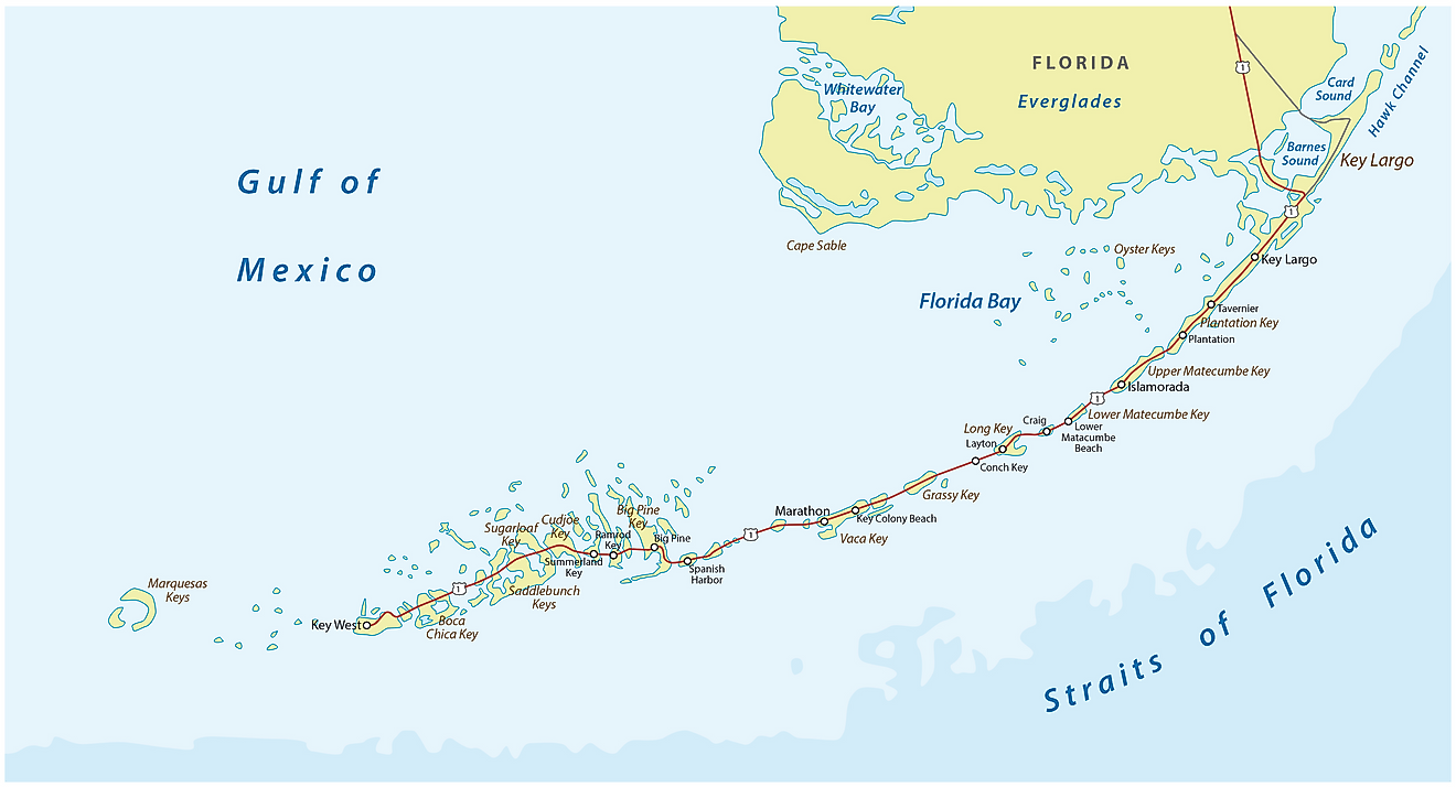 Map showing the Straits of Florida in relation to the Florida Keys