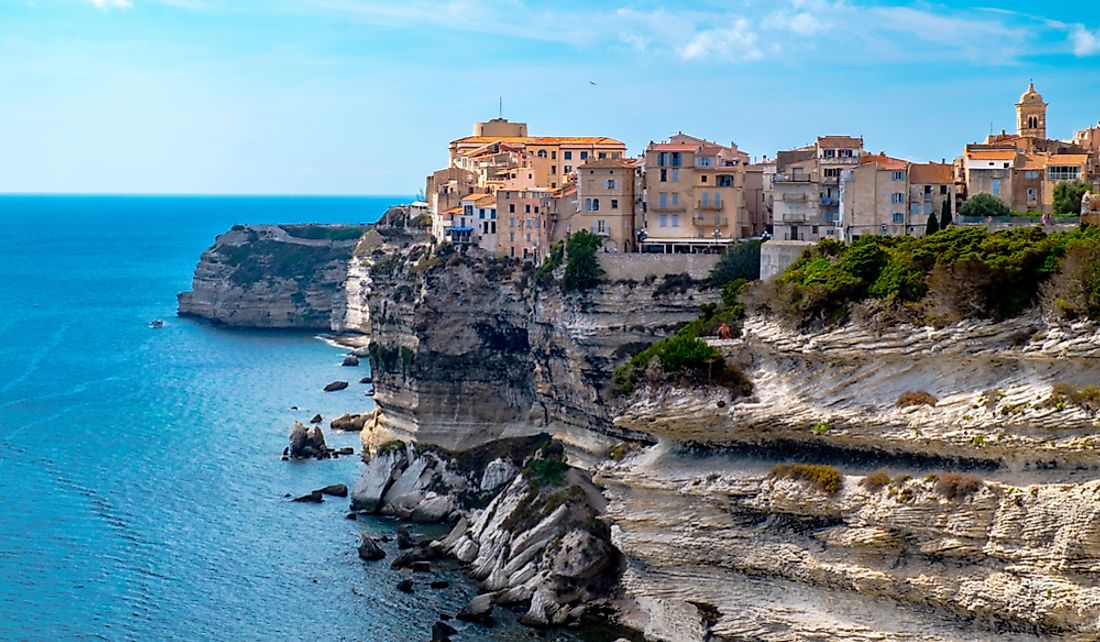 Cliffside city of Bonifacio on the island of Corsica. 