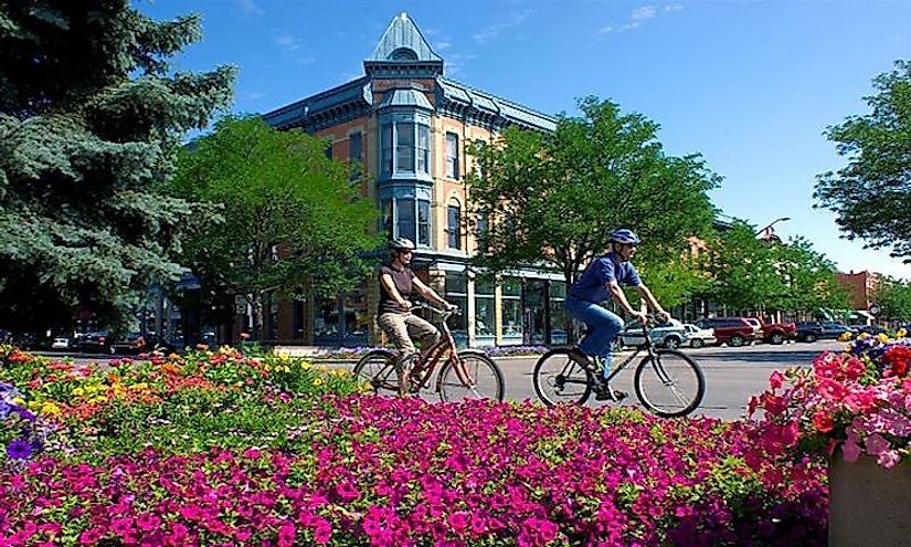 Cyclists in downtown Denver, Colorado