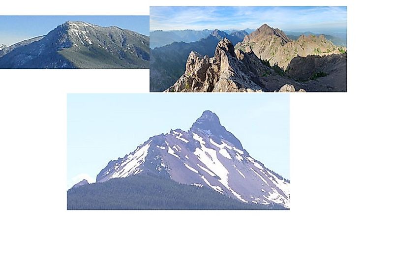Three Mount Washingtons: the one in Oregon's Cascades (bottom), the one in Washington's Olympics (top right), and the one in Washington's Cascades (top left).