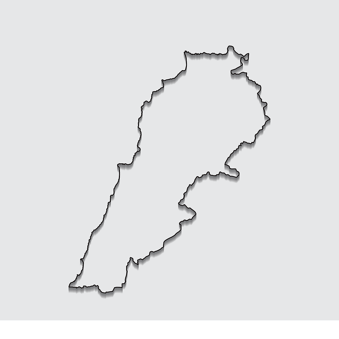 Blank Outline Map of Lebanon