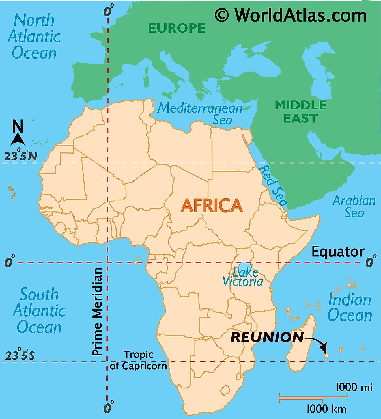 Map showing location of Reunion in the world.