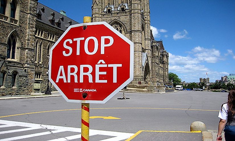 A bilingual stop sign in Ottawa, Canada's capital. 