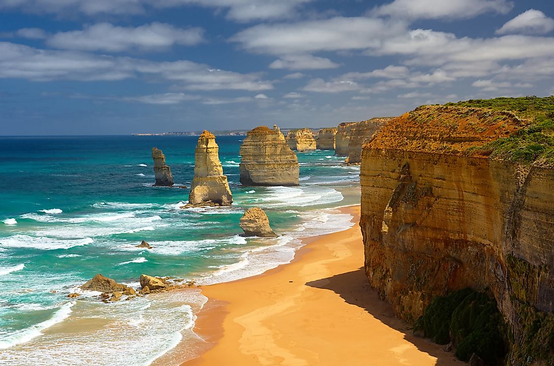 The 12 Apostles stand off the Port Campbell National Park, along the southwest coast of Victoria, Australia.