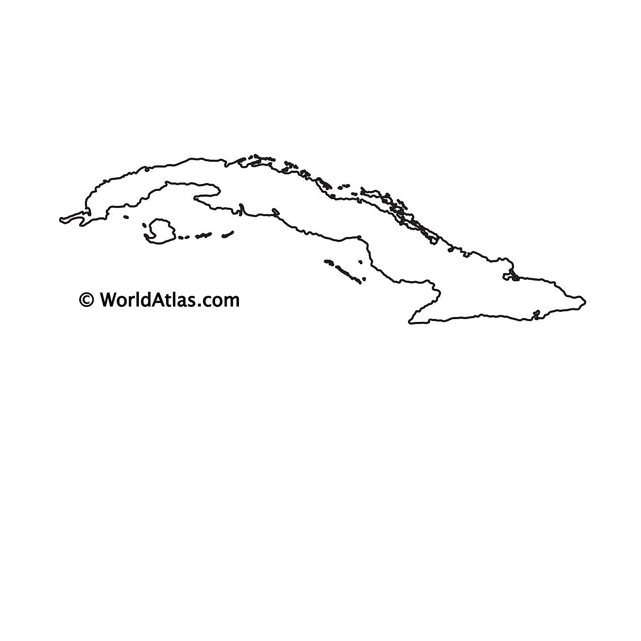 Blank Outline Map of Cuba