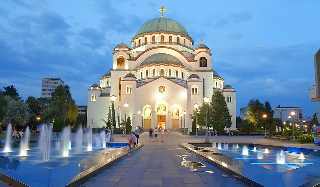 The 	Serbian Orthodox Church of Saint Sava in Belgrade, Serbia.