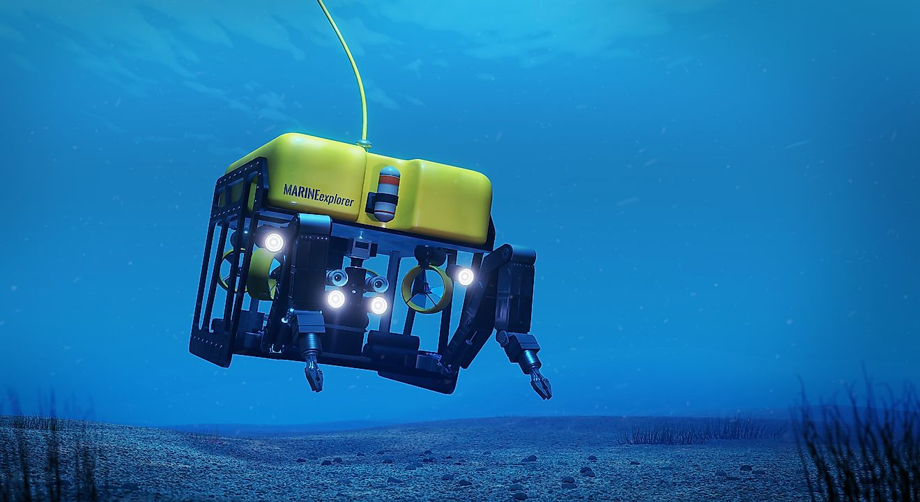 Remotely operated underwater vehicles are used to map the abyssal plains and other deep ocean features.