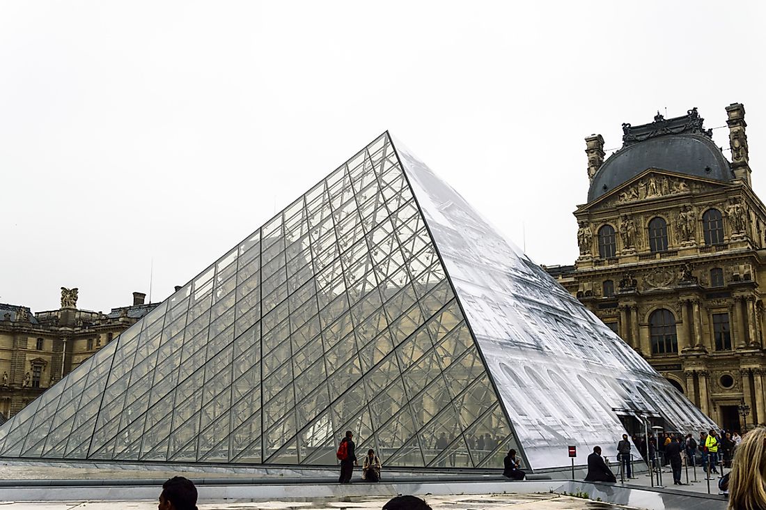 The Louvre with its distinctive pyramid. 