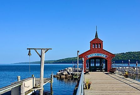 View of Seneca Lake from the pier, New York.