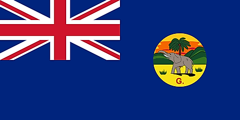 Flag of the Gambia Colony and Protectorate (1889–1965). Image credit: Thommy/Wikimedia.org
