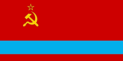 Flag of the Kazakh Soviet Socialist Republic from 1953—1991 and the independent Kazakhstan from 1991—1992