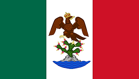 Green, White, Red flag featuring an eagle sitting on cactus