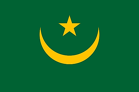 Green flag with gold crescent and 5-pointed star