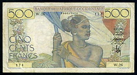 French West African 500 franc Banknote